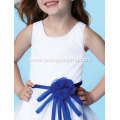 Ball Gown Round Neck Tea-length Satin Tulle Flower Girl Dress